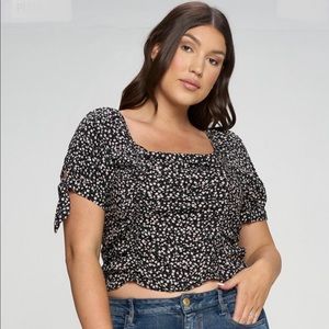 Posey Rouched Floral Crop Top Plus Sizes 3X